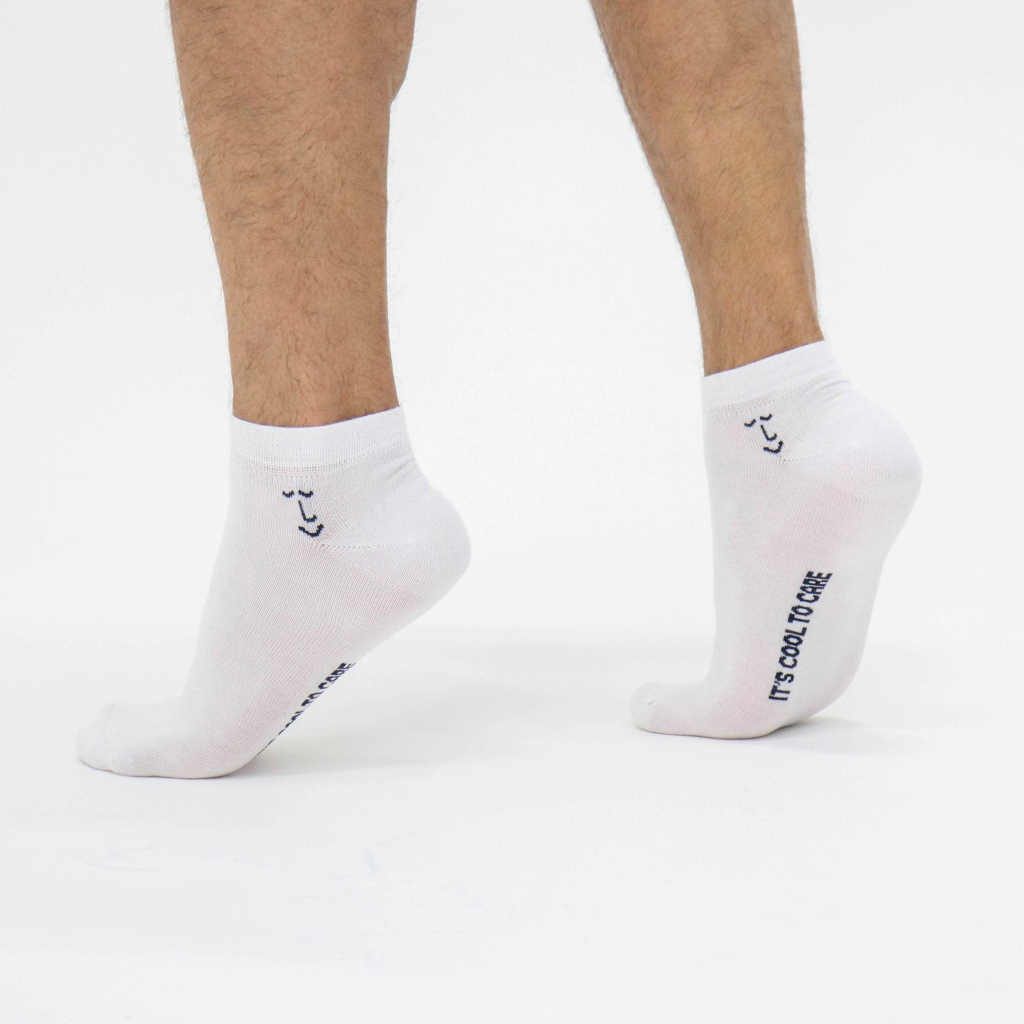 'It's Cool to Care' Leiho Bamboo Trainer Socks - White - Y.O.U underwear
