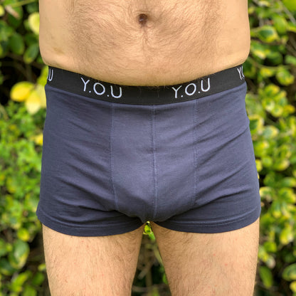 Men's organic cotton hipster trunks in navy blue