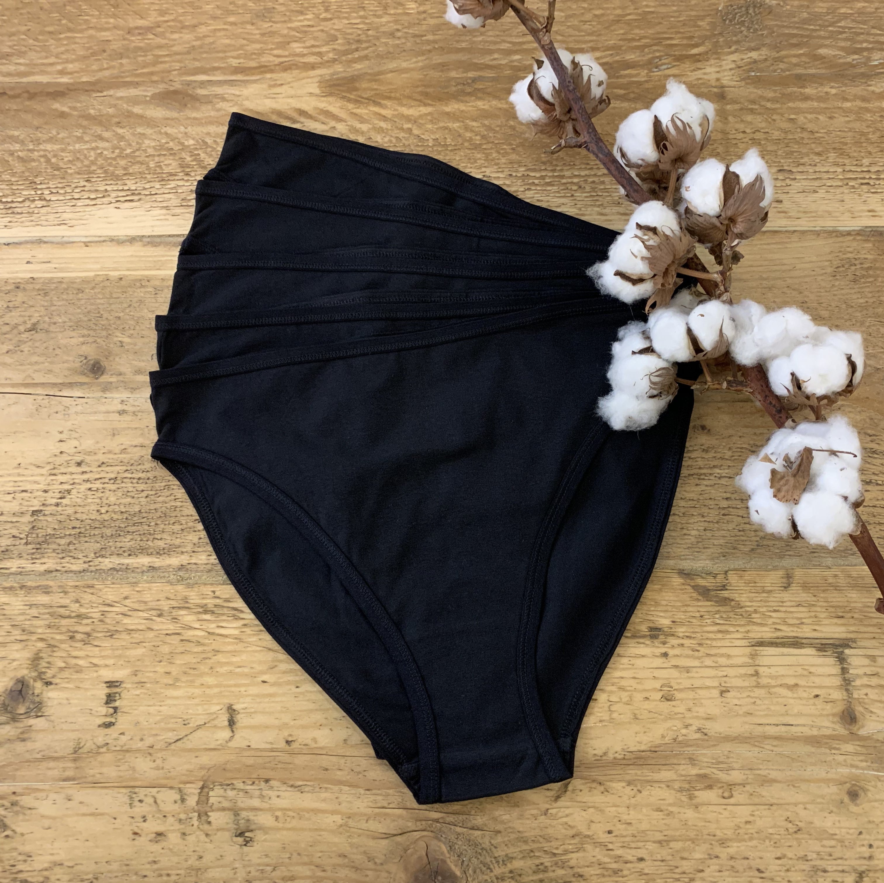 Women s organic cotton mid rise bikini bottoms pack of 5 Black 6