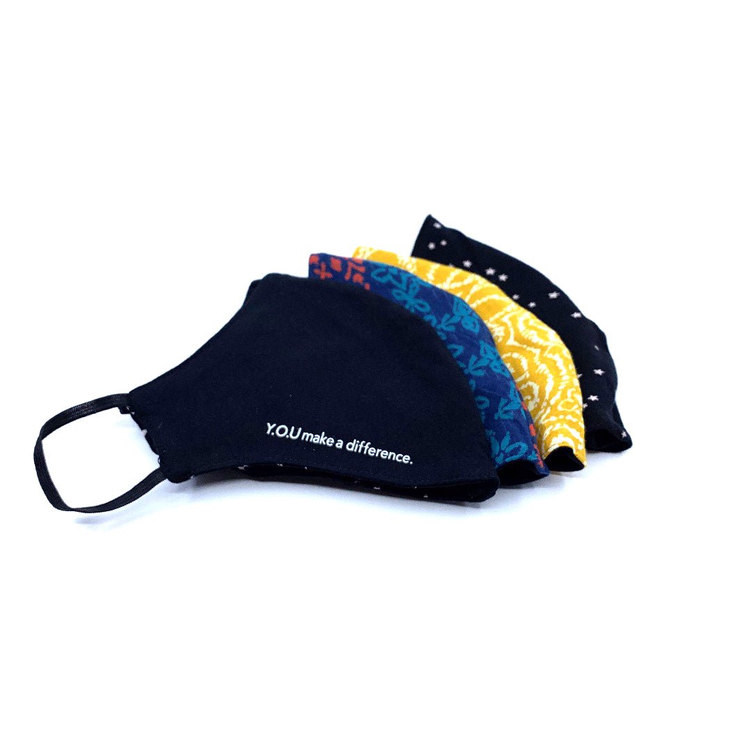 Organic cotton face mask - black & white stars, reversible design - Y.O.U underwear