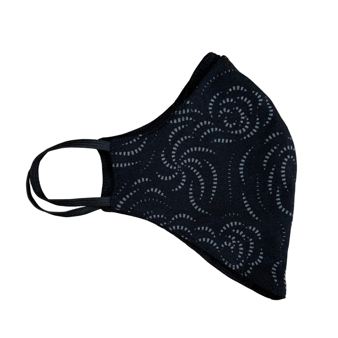 Organic cotton face mask - black with grey swirl pattern, reversible design - Y.O.U underwear
