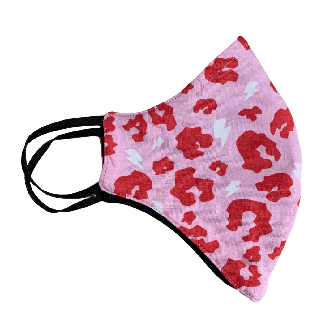 Organic cotton face mask - pink leopard print pattern, reversible design - Y.O.U underwear