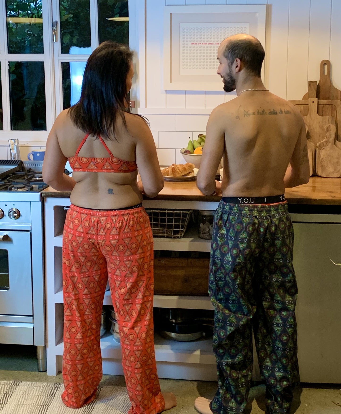 Pyjamas - organic cotton unisex pyjama bottoms - Red Mara design