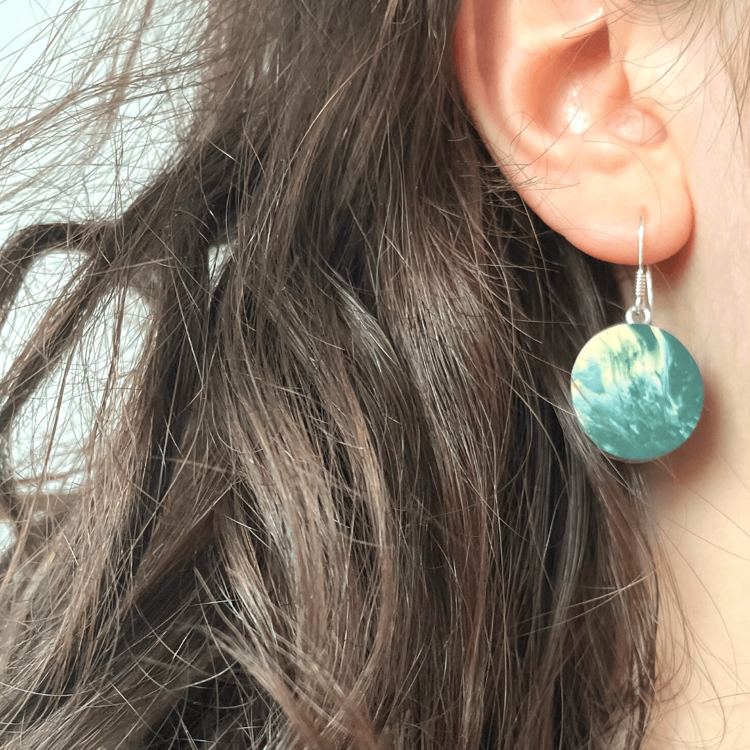 Recycled Plastic Earrings in Green and Cream - Yago Eco Jewellery - Y.O.U underwear