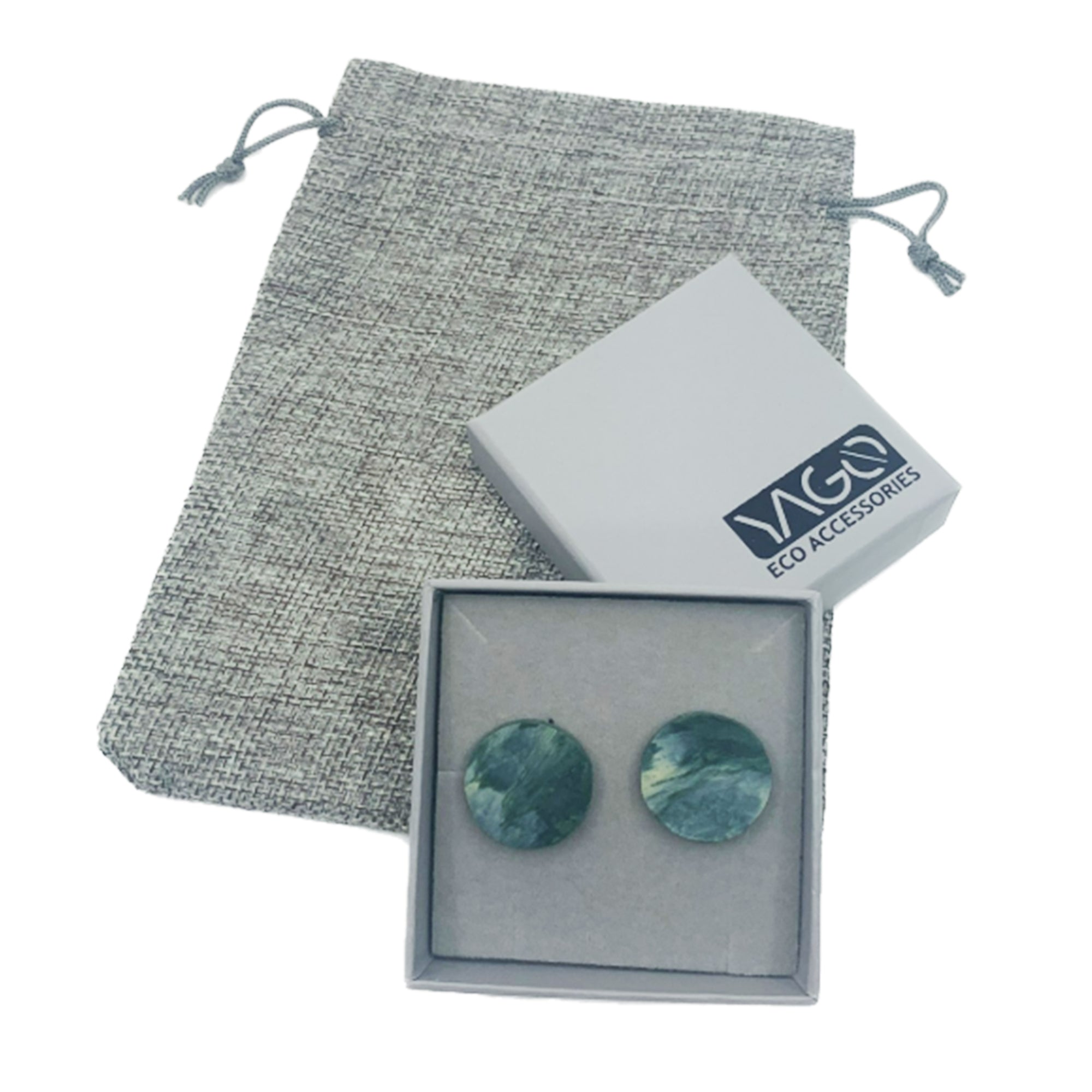 Recycled Plastic Earrings in Green and Cream - Yago Eco Jewellery - Y.O.U underwear