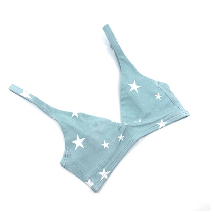 Girls' organic cotton bralette - blue with white stars