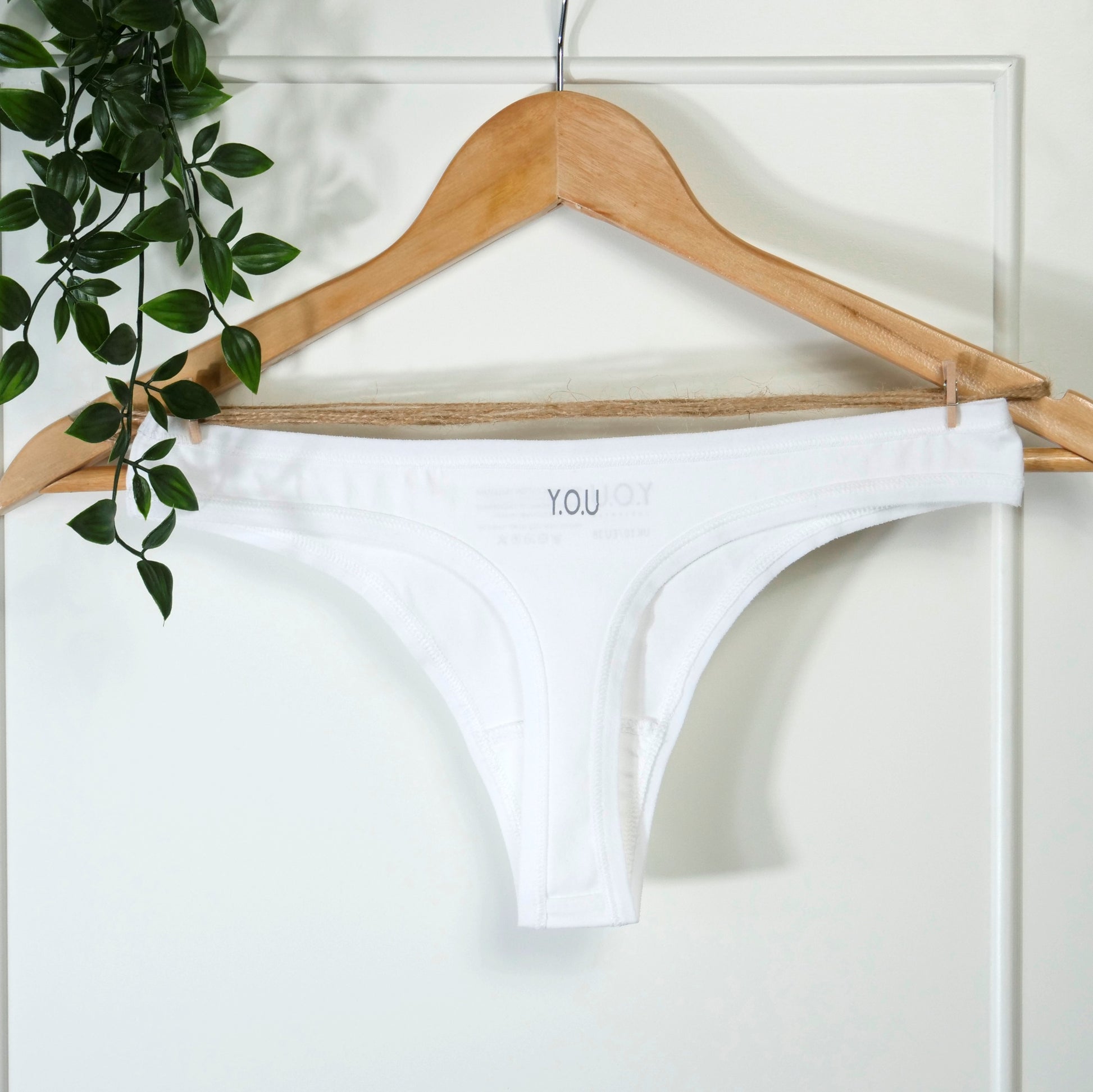 Women's organic cotton thong in white – Y.O.U underwear