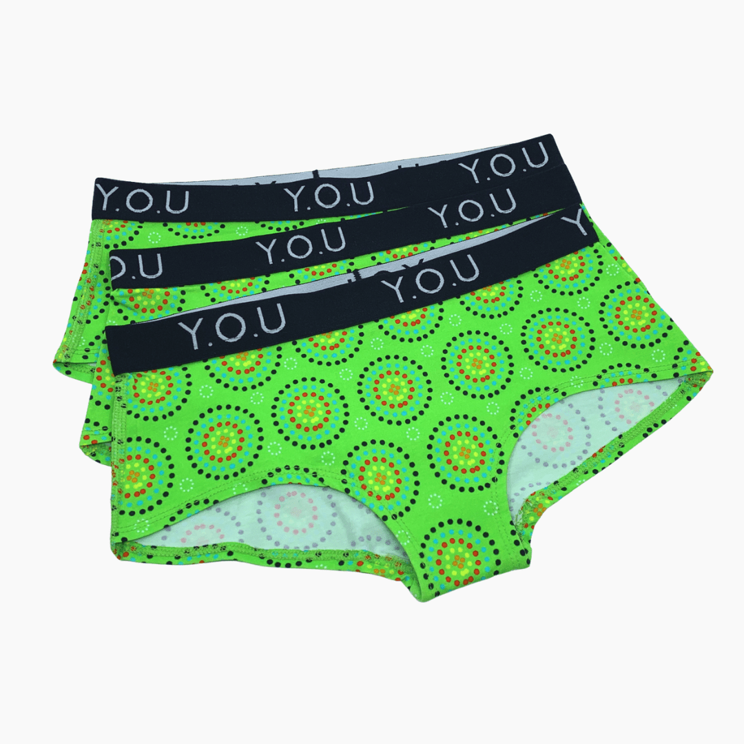 Women’s organic cotton boy shorts with Y.O.U elastic - Mara design - Pack of 3 - Y.O.U underwear