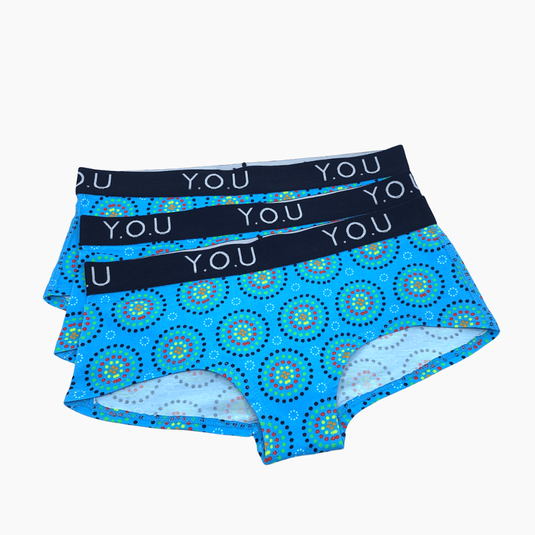 Women’s organic cotton boy shorts with Y.O.U elastic - Mara design - Pack of 3 - Y.O.U underwear
