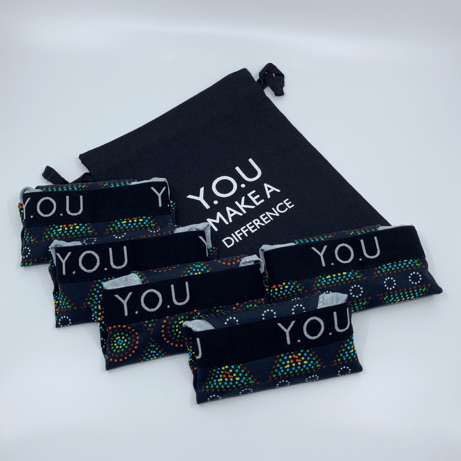 Women’s organic cotton boy shorts with Y.O.U elastic - Mara design - Pack of 5 - Y.O.U underwear