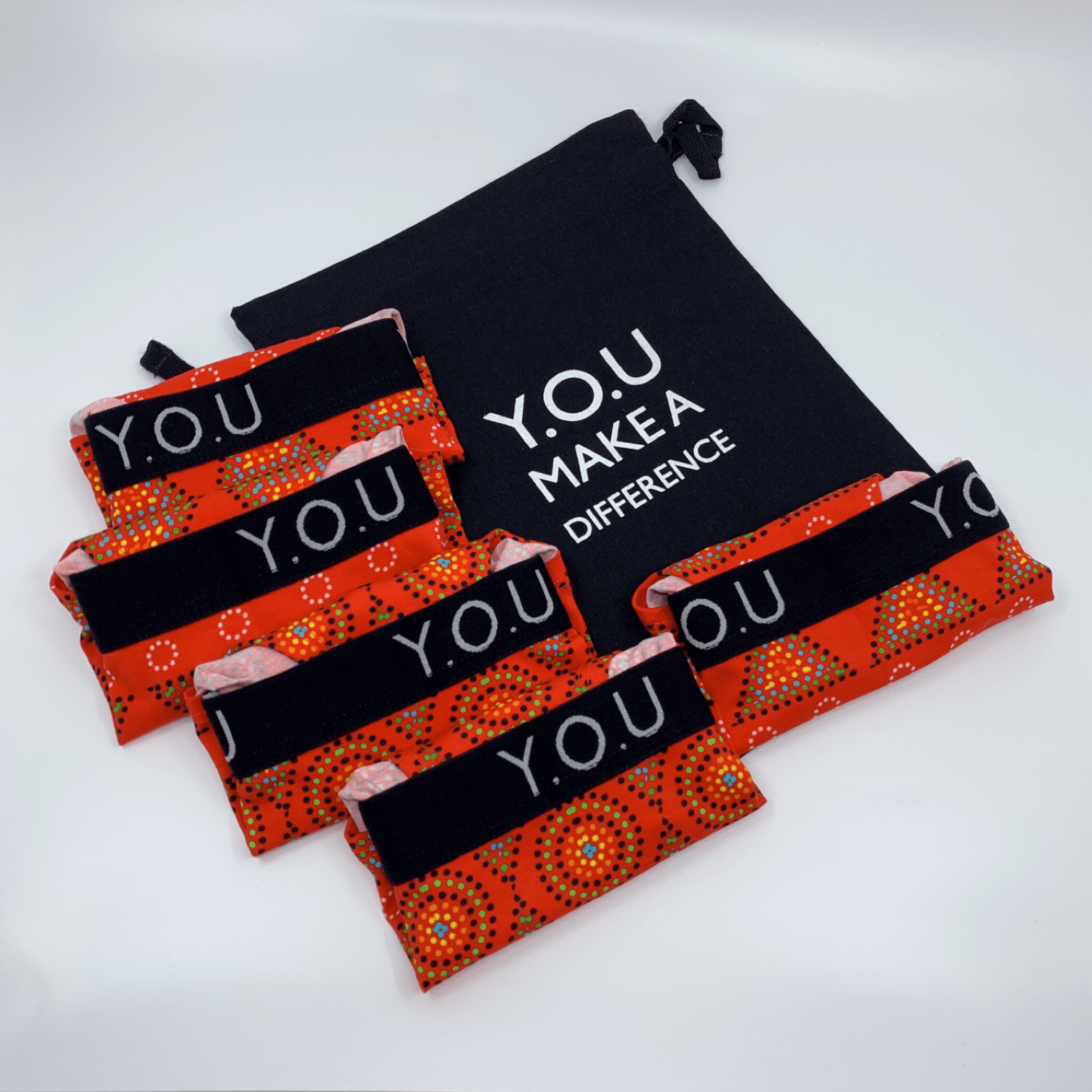 Women’s organic cotton boy shorts with Y.O.U elastic - Mara design - Pack of 5 - Y.O.U underwear