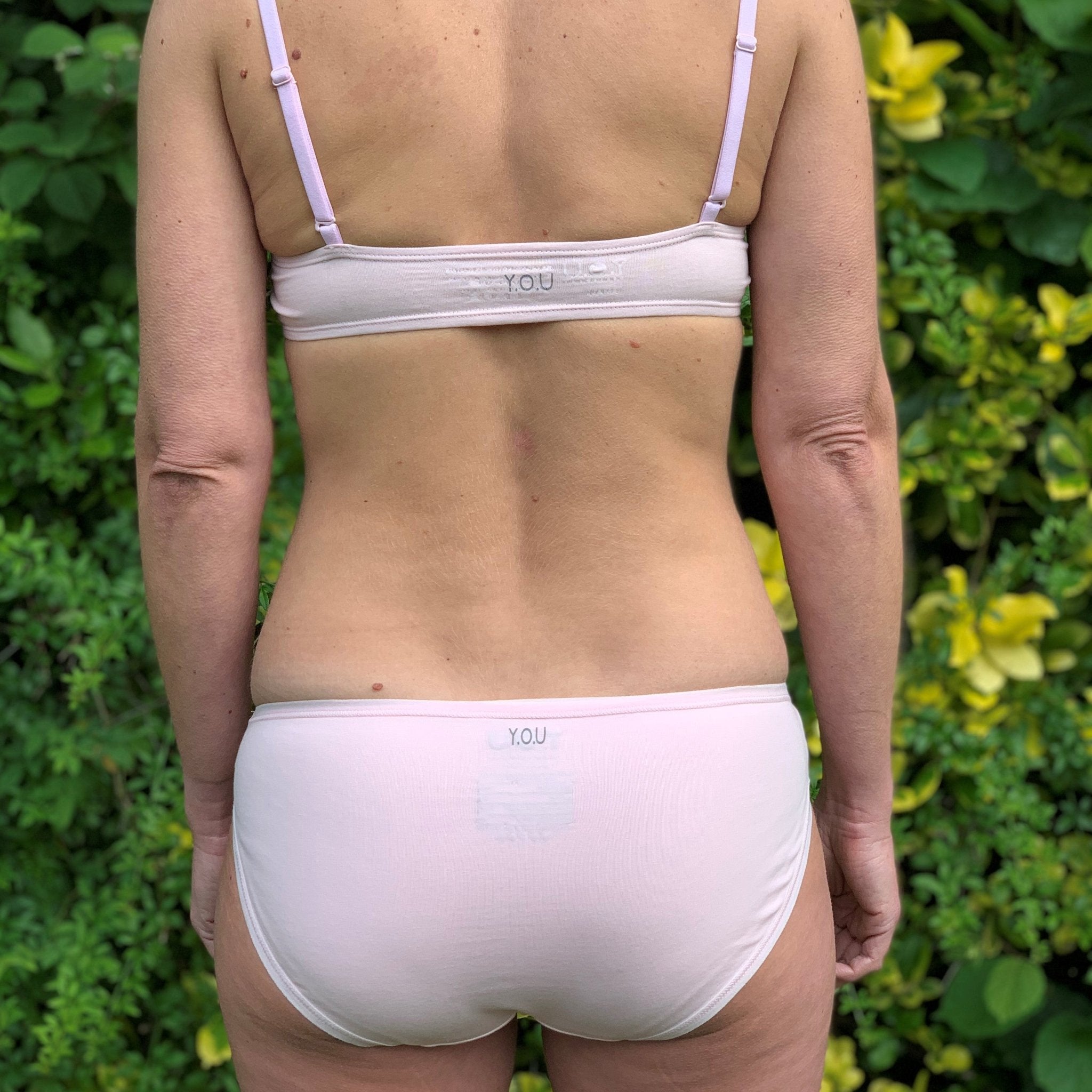 Women's organic cotton matching bralette and bikini set in light pink - Y.O.U underwear