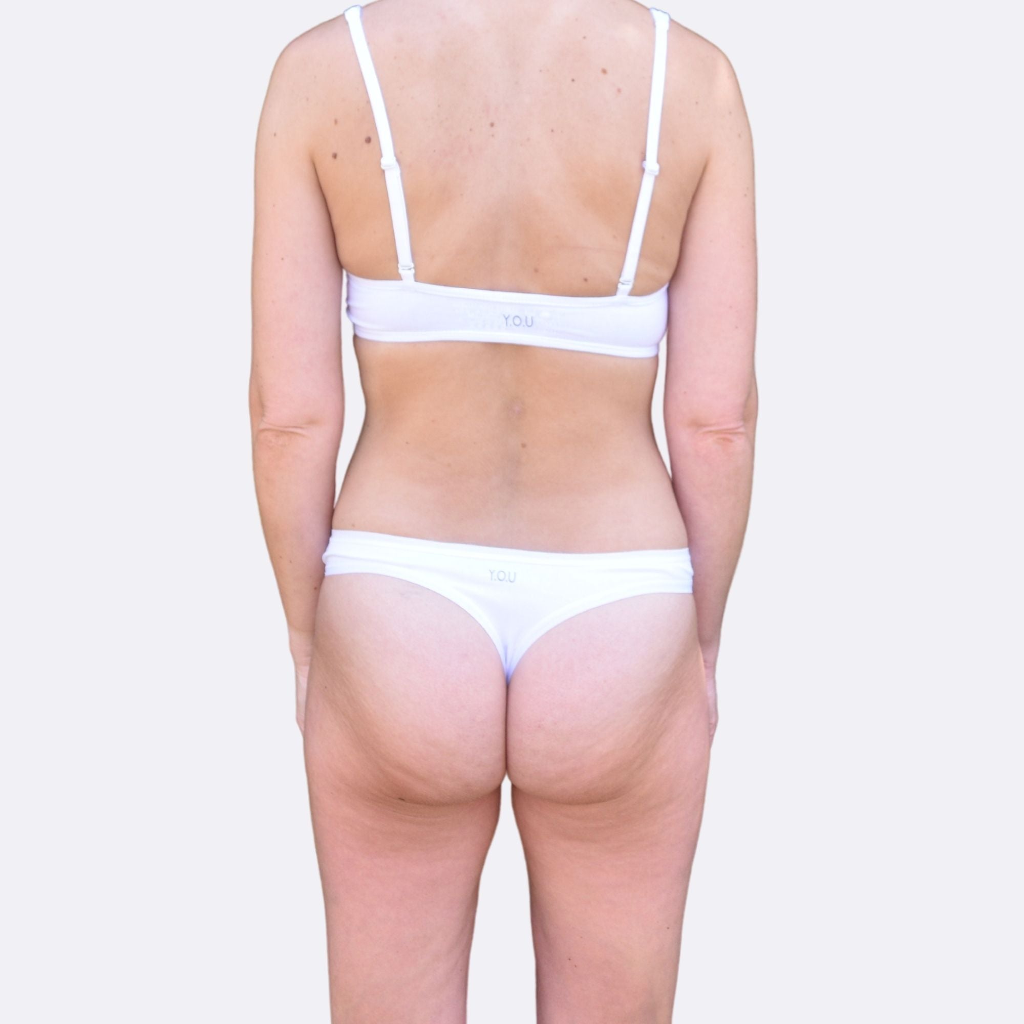 Women's organic cotton matching bralette and thong set - white - Y.O.U underwear