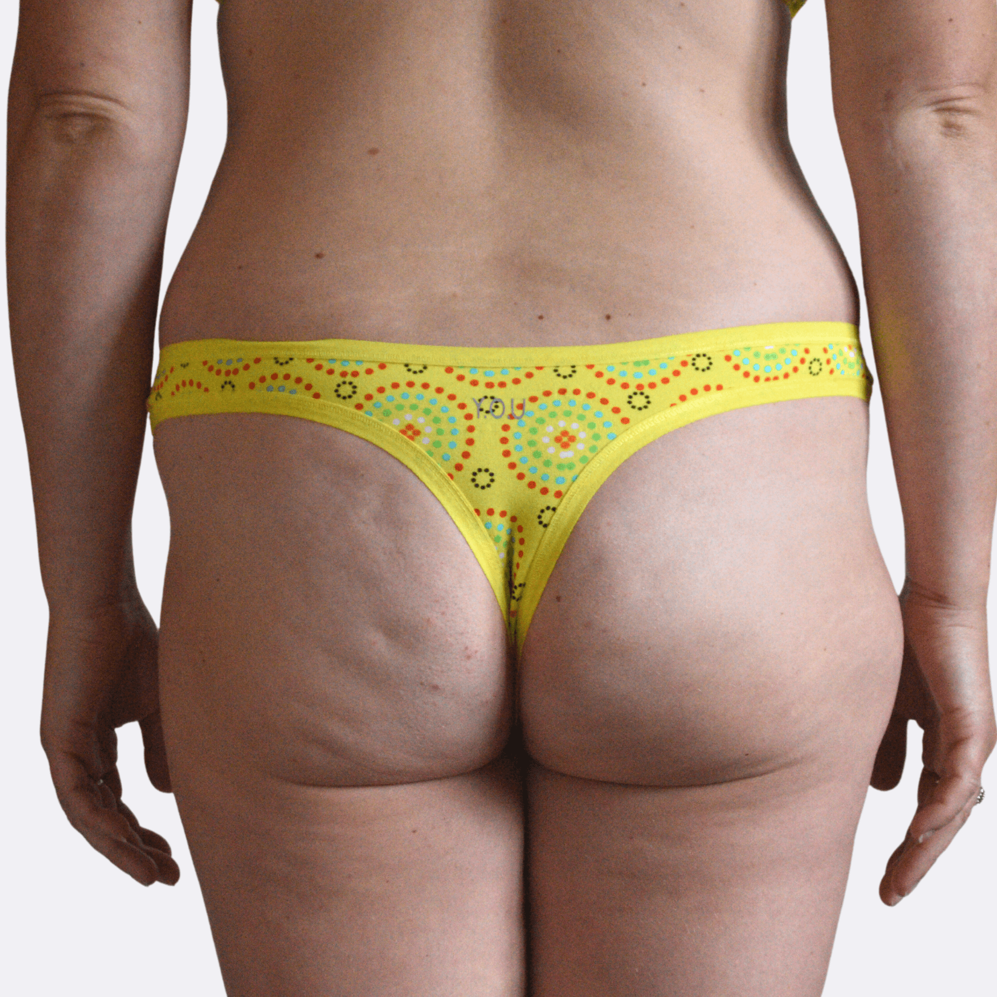 Women's organic cotton thong - Yellow Mara design - Y.O.U underwear