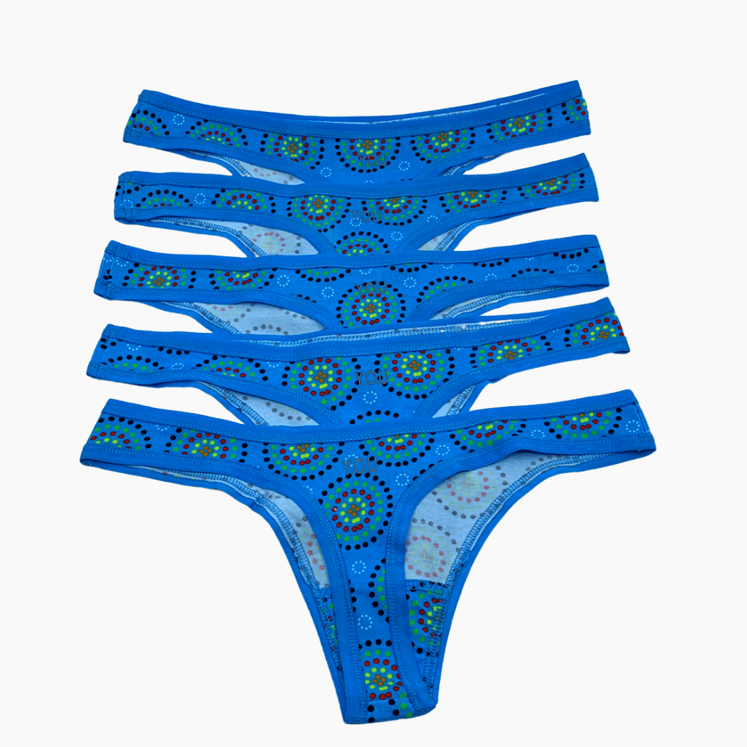 Women's organic cotton thongs - Mara design - Pack of 5 - Y.O.U underwear