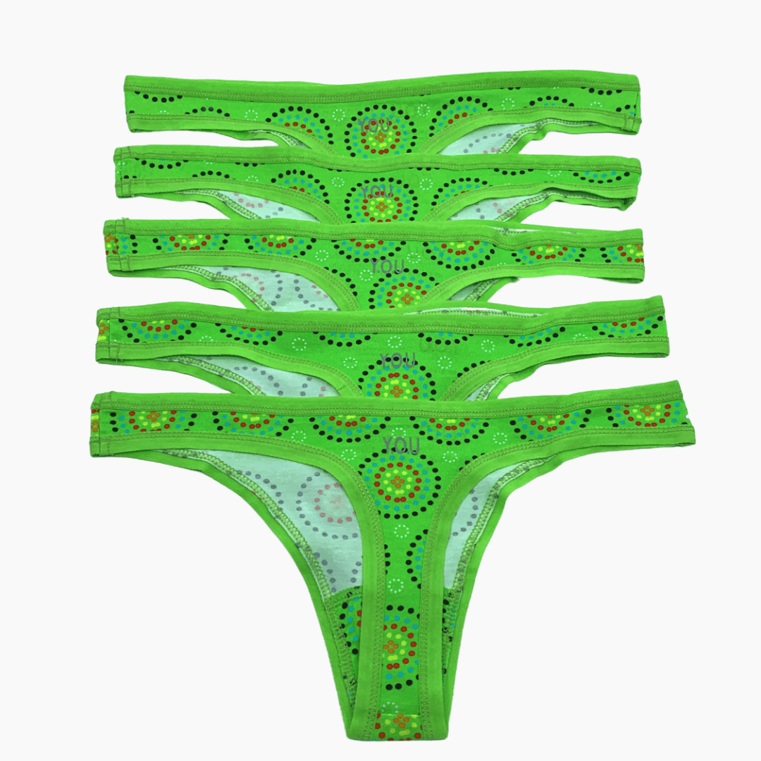 Women's organic cotton thongs - Mara design - Pack of 5 - Y.O.U underwear
